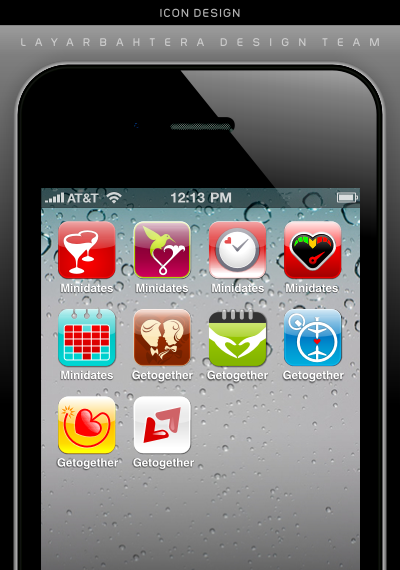 iPhone icon design for speed scheduled mobile dating service shown on iPhone 4 interface design